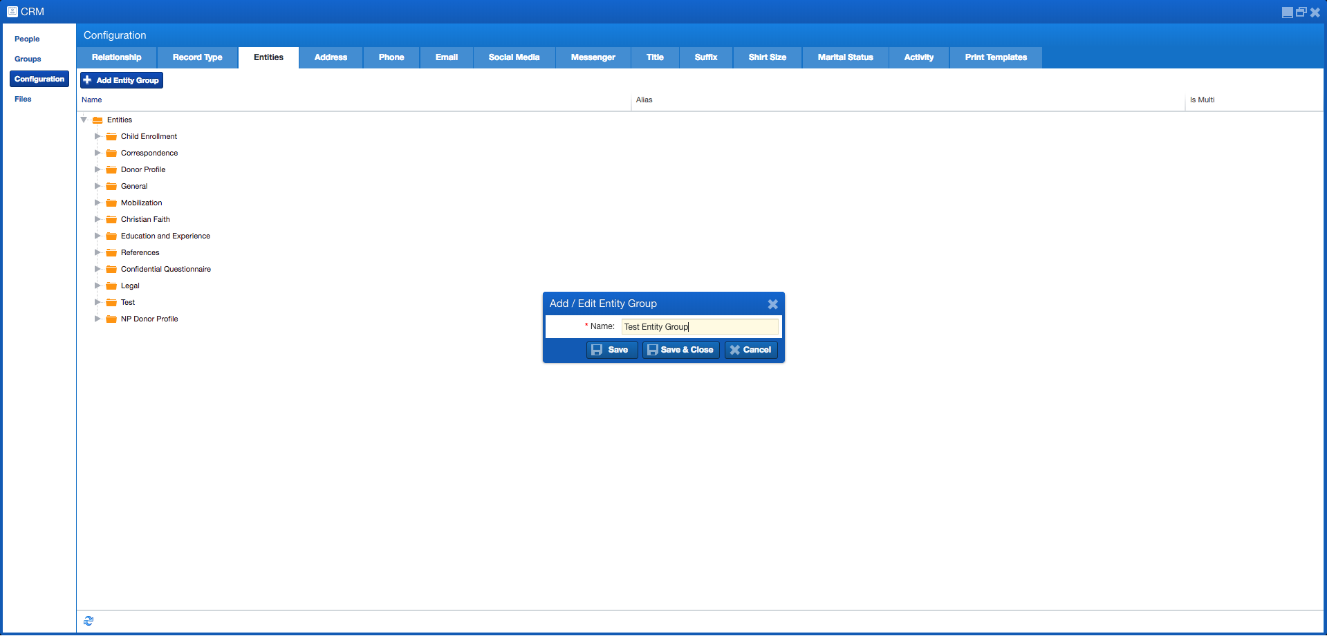 Add/Edit Entity Group